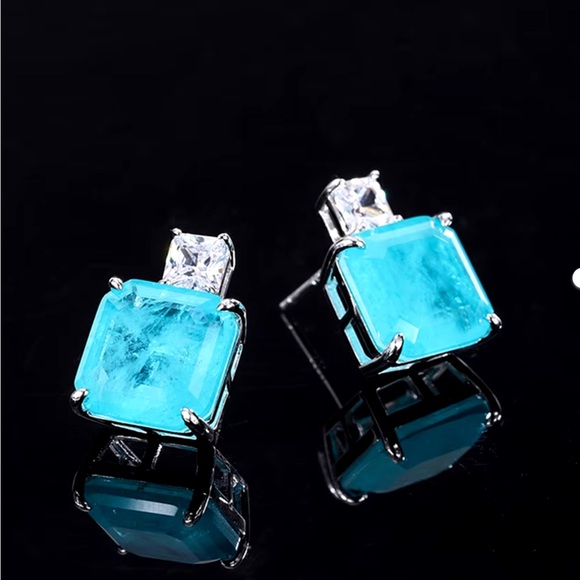 5.62 carats Lab Paraiba Tourmaline Stud Earrings - Picture 7 of 7
